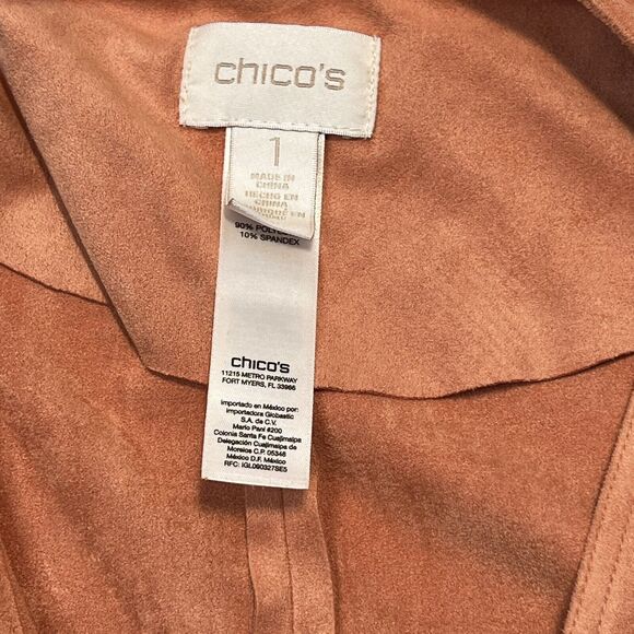Chicos Blazer Womens Size 1 Medium Open Face Autumn Orange Waterfall Jacket Fall - Picture 6 of 10